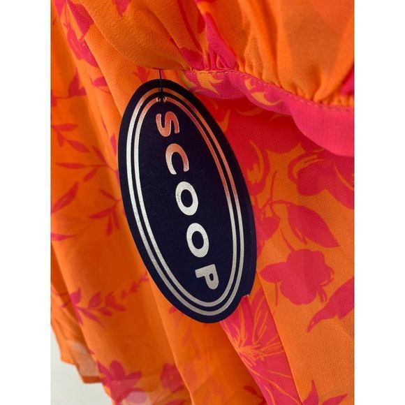 Scoop NYC chiffon top size M 1743 short sleeve Tie neck Lined NWT - Picture 4 of 10